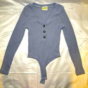 Yummy Sweater Co. Women Light Blue Bodysuit Size XS Soft